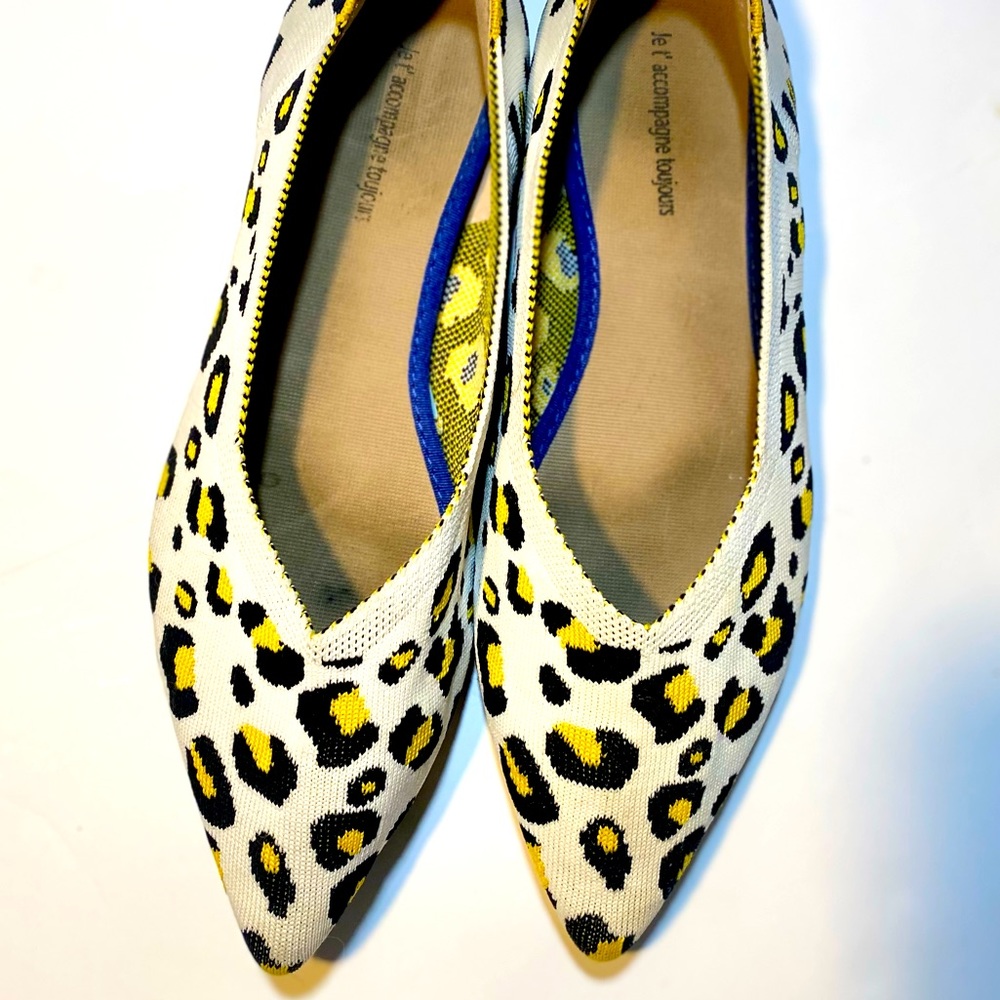 Jet’Accompaigne Toujours Neon‎ Yellow Cheetah/Leopard Print Knit Shoes 8.5-9